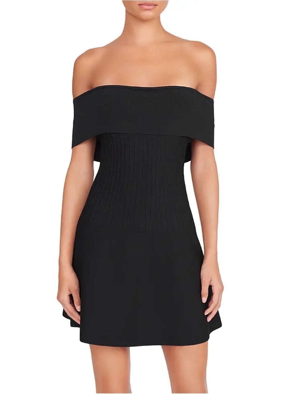 $285 NWT Staud Women's Black Artistry Off the Shoulder Mini Dress Size M